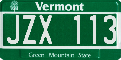 VT license plate JZX113