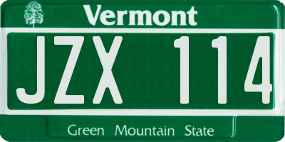 VT license plate JZX114