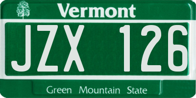 VT license plate JZX126