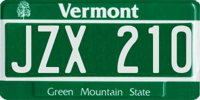 VT license plate JZX210