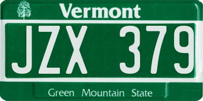 VT license plate JZX379