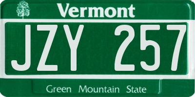 VT license plate JZY257