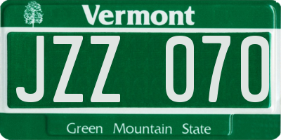 VT license plate JZZ070