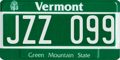 VT license plate JZZ099