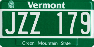 VT license plate JZZ179