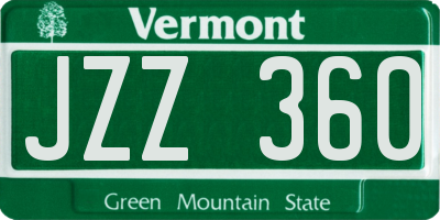 VT license plate JZZ360