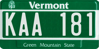 VT license plate KAA181