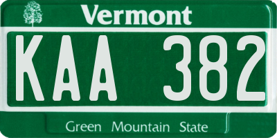 VT license plate KAA382
