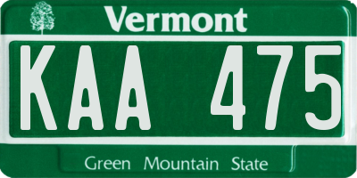 VT license plate KAA475
