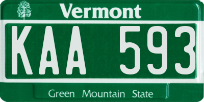 VT license plate KAA593