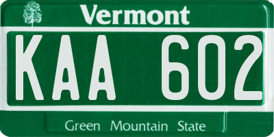 VT license plate KAA602