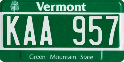 VT license plate KAA957