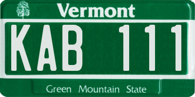 VT license plate KAB111