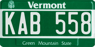 VT license plate KAB558
