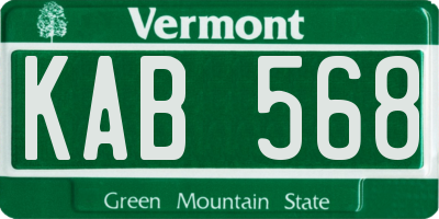 VT license plate KAB568