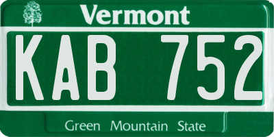 VT license plate KAB752