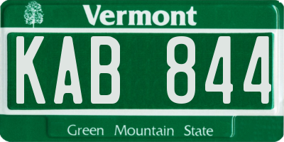 VT license plate KAB844