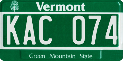 VT license plate KAC074