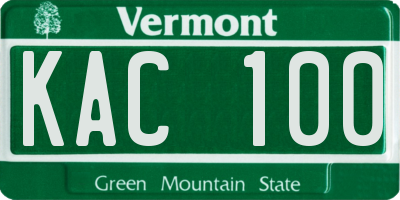 VT license plate KAC100
