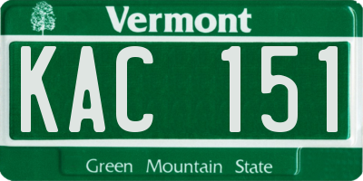 VT license plate KAC151