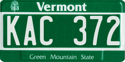 VT license plate KAC372