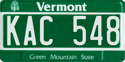 VT license plate KAC548