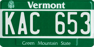 VT license plate KAC653