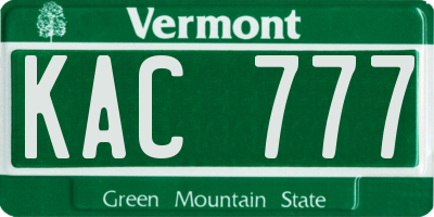 VT license plate KAC777
