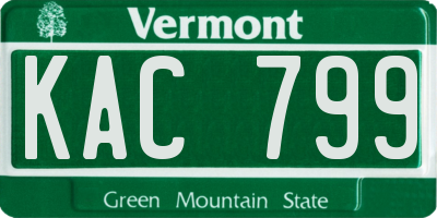 VT license plate KAC799