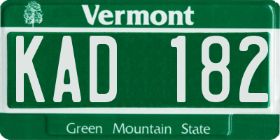 VT license plate KAD182