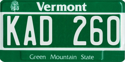 VT license plate KAD260