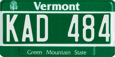 VT license plate KAD484