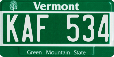 VT license plate KAF534