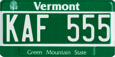 VT license plate KAF555