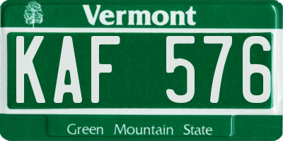 VT license plate KAF576