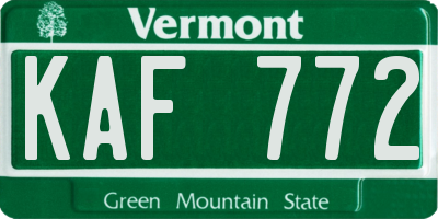 VT license plate KAF772