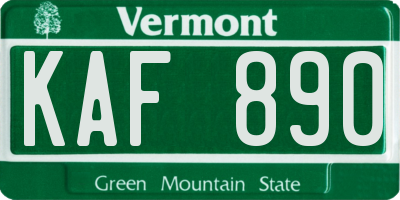 VT license plate KAF890