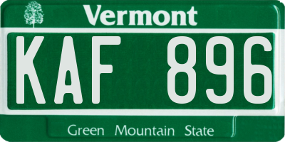 VT license plate KAF896