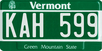 VT license plate KAH599
