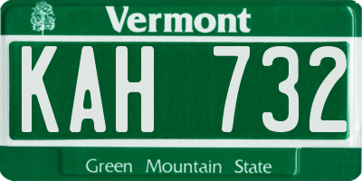 VT license plate KAH732
