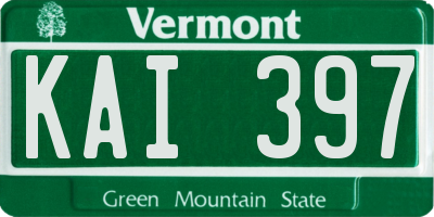 VT license plate KAI397