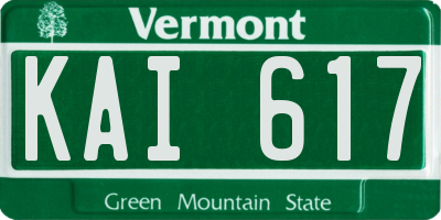 VT license plate KAI617