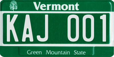 VT license plate KAJ001