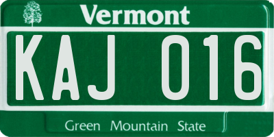 VT license plate KAJ016