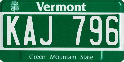 VT license plate KAJ796