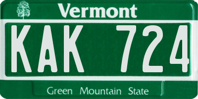 VT license plate KAK724