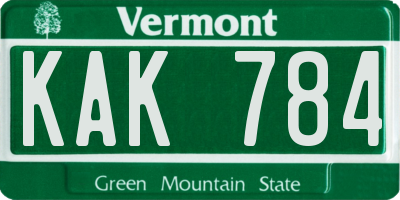 VT license plate KAK784