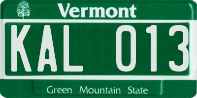 VT license plate KAL013