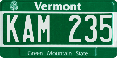 VT license plate KAM235