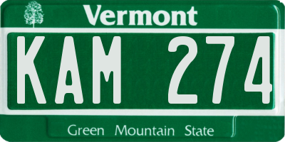 VT license plate KAM274